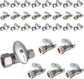 30-Pack Foskan 1/4 Turn Compression Straight Shut off Valve,Straight Stop Valve 1/2" NOM (5/8" OD) x 3/8" OD,Chrome Plated Brass