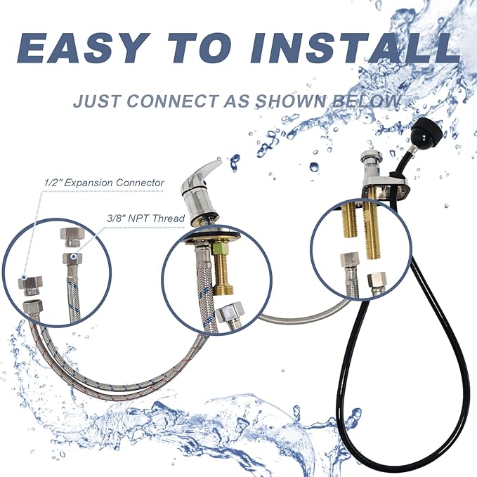 Shampoo Bowl Faucet, Vacuum Breaker Outside Faucet Kit & Shampoo Hose for Sink with Sprayer, Hair Salon Sink Sprayer Hose Replacement Set
