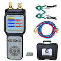 Professional A/C System Diagnostic Tester – HVAC Gauge Dual Pressure & Temperature Analyzer with Refrigerant Database, Vacuum and Leak Test for Automotive and Home AC Repair, Color Display