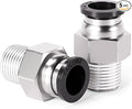 TAILONZ PNEUMATIC Male Straight 1/4 Inch Tube OD x 1/8 Inch NPT Thread Push to Connect Fittings PC-1/4-N1 (Pack of 5)