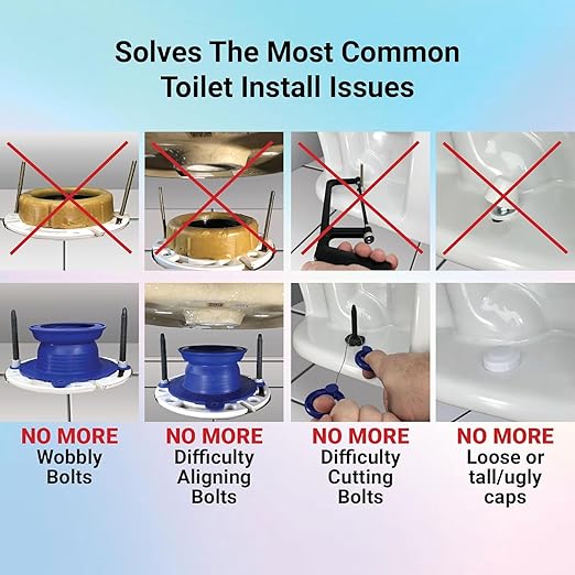 One N Done Toilet Flange Repair Kit – Complete Toilet Wax Ring Replacement Kit – Durable Waxless Toilet Ring – Includes Toilet Flange Bolts, Toilet Bowl Caps, and Toilet Flange Extension Kit (10 Pack)