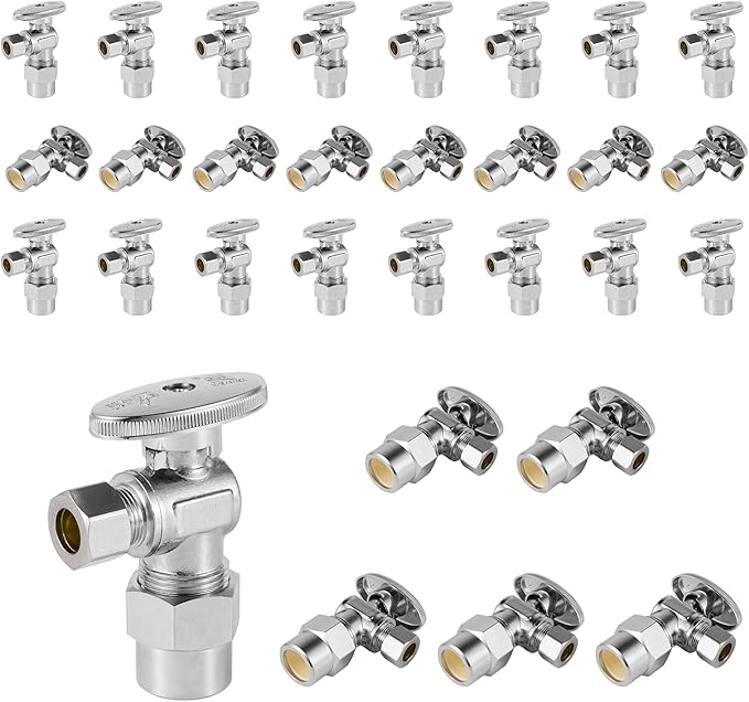30-Pack Foskan CPVC Angle Stop Valve,1/4 Turn Shut off Valve 1/2" CPVC x 3/8" OD,Chrome Plated Brass