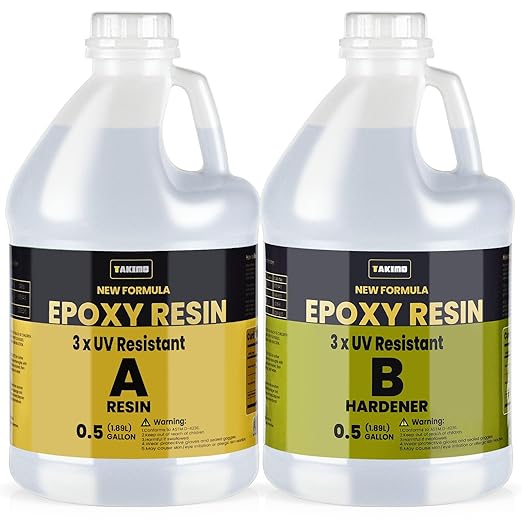 TAKIMO 1 Gallon 3×UV Resistant Resin Kit,No Bubble & Crystal Clear Epoxy Resin for Coating, Casting, Table Top,DIY, Bar Top, River Tables, Resin Art, Wood with High Gloss Finish