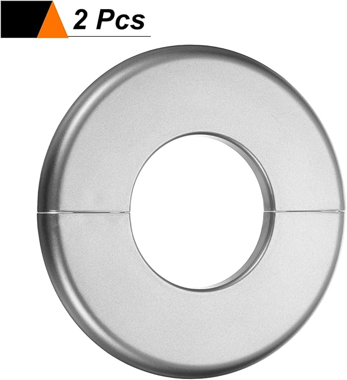 HARFINGTON 2pcs Wall Split Flange 51mm/2" Self-Adhesive Plumbing Cover Plates ABS Plastic Round Escutcheon Plate Buckle Design for Water Pipe Bathroom Kitchen Decoration, Gray
