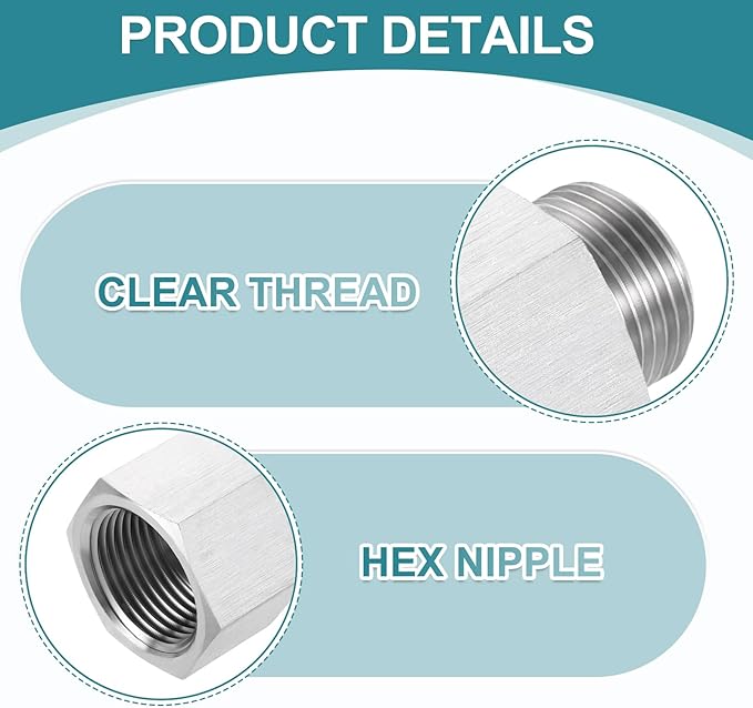 uxcell Pipe Fitting Reducing Adapter, M20 Male x 3/4" NPT Female 304 Stainless Steel Reducer Connector for Water Oil Air Pressure Gauge, Silver