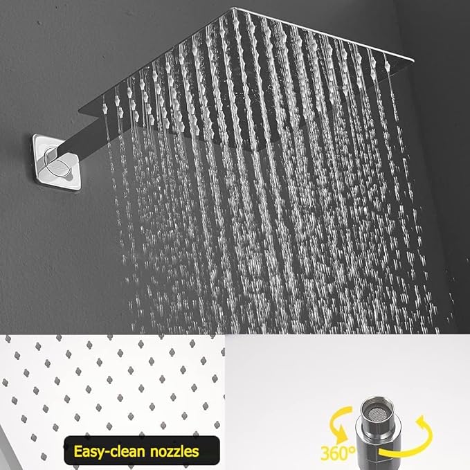 Polished Chrome Shower System 10 Inch Bathroom Luxury Rain Mixer Shower Combo Set Wall Mounted Rainfall Shower Head and Handheld System Shower Faucet Rough-in Valve Body and Trim Kit