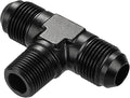 EVIL ENERGY 8AN Tee Male Flare to 3/8 NPT on Side Branch T Fitting Adapter Aluminum Black
