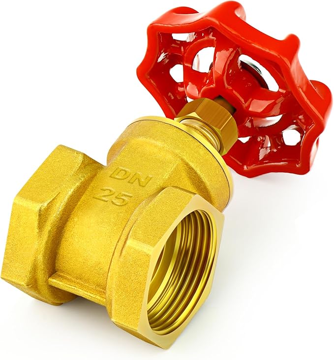 GASHER 1PCS 1 Inch Brass industrial Gate Valve, Heavy-duty Rotary Sluice Valve with Female x Female Threads, with Wheel Handle, For Water, Oil, Gas