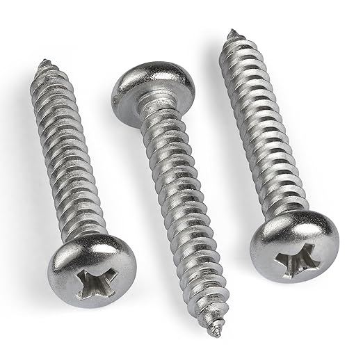 #8 x 1 Inch Pan Head Wood Screws, Phillips Drive, Stainless Steel 304 (18-8), Self Tapping for Wood, Sheet Metal Screws, 200 Pack