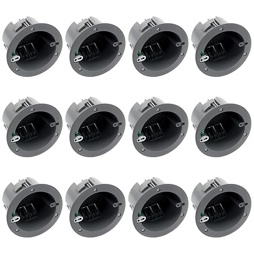 Grounded Circular Outlet Box, 4.25” Dia Old Work Outlet Box for House Decoration and Electrical Installation, 12 Pack Old Work Ceiling Box