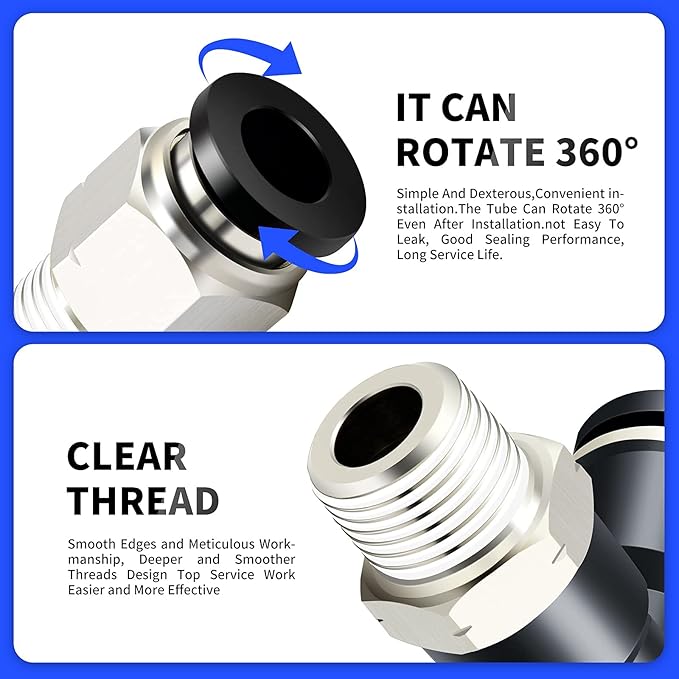 TAILONZ PNEUMATIC Elbow and Straight Combination 5/32 Inch Tube OD x 1/4 Inch NPT Thread Push to Connect Fittings PC-5/32-N2+PL-5/32-N2(Pack of 12)
