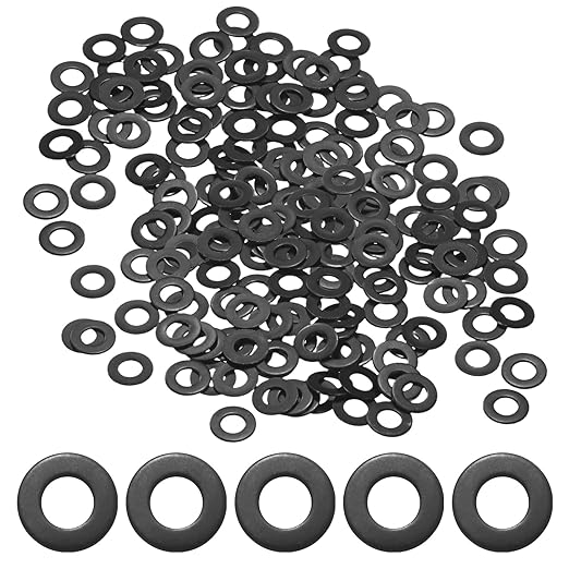 200-Pack M3.5 Flat Washers, Metric 8mm OD 0.5mm Thick 304 Stainless Steel Washers for Bolts Screws Nuts for Automotive/Machinery/Furniture, Flat Metal Washers [Black Galvanized]