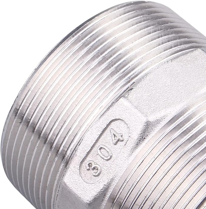 Hex Nipple 2" Male Pipe - Stainless Steel 304 NPT Threaded Adapter Pipe Fitting for connector line gas garden water coupling