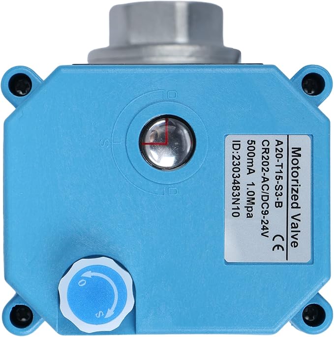 U.S. Solid 1/2" 3 Way Stainless Steel Motorized Ball Valve L Type AC/DC9-24V, Water Shutoff Valve with Manual Function, Standard Port