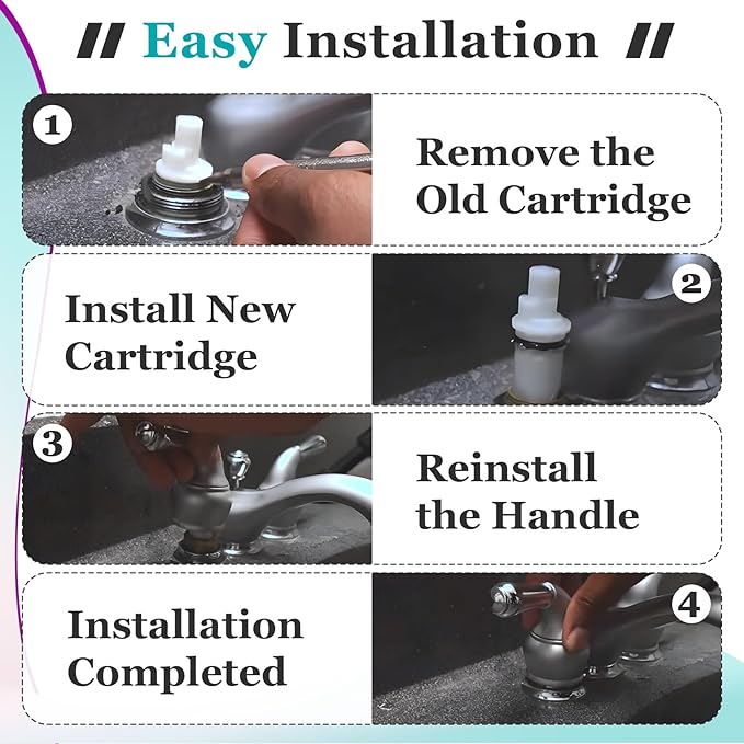 1 Set 1224 1224B Faucet Cartridge Replacement Kit Compatible with Moen Most Double Handle Faucets, Includes 4 Pcs 1224 Replacement Cartridges and 1Pcs 14272 Cartridge Removal Tool