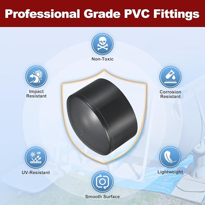 1Pcs 3" PVC External End Cap Fitting, SCH80 Furniture Grade PVC Pipe Plug Adapter, Pipe Cover Fittings for DIY Project, Irrigation System, Plumbing Framework, Garden Structures