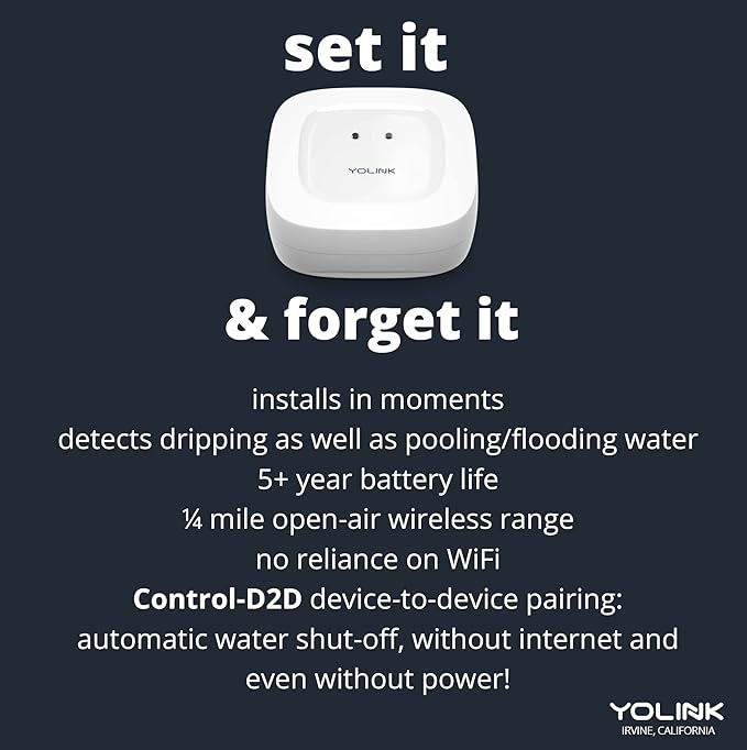 YoLink Water Leak Detection Starter Kit, w/SpeakerHub Audio/Talking Hub & Water Leak Sensor 1, LoRa Up to 1/4 Mile Open-Air Range, SMS/Text, Email & Push Notifications, w/Alexa, IFTTT, Home Assistant