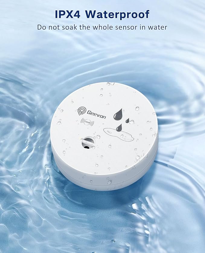 Geevon 8 Pack Water Leak Detectors, 100dB Water Sensor Alarms Flood Detector for Basements, Bathrooms, Laundry Rooms, Kitchens, Garages, and Attics, Water Alarms Battery-Operated (Battery Included)
