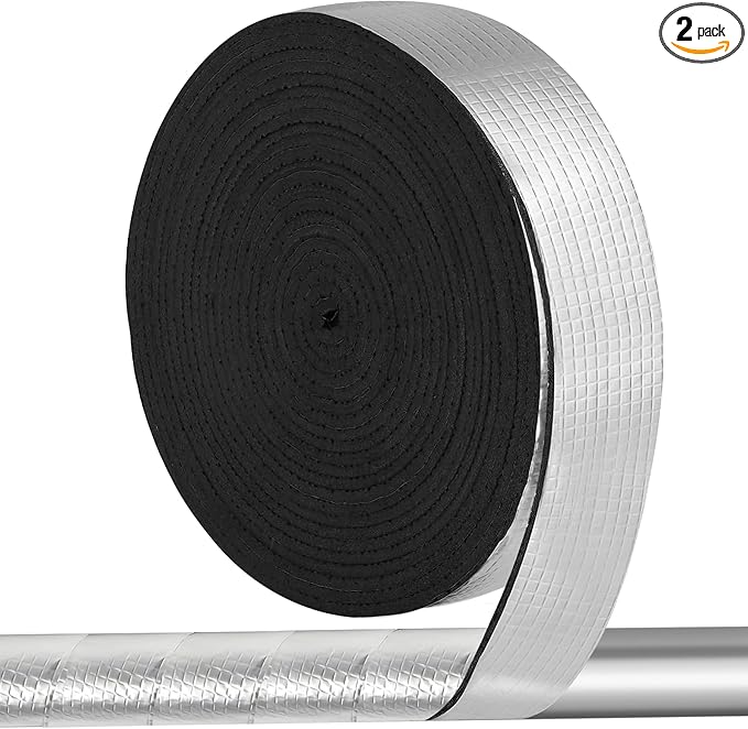 2PCS Outdoor Pipe Insulation Wrap, 3IN x 33FT Pipe Insulation Foam Tape, Self-Adhesive Insulating Foam Tape for Winter Freeze Protection for Cold and Hot Water Pipes, Reduce Heat Loss