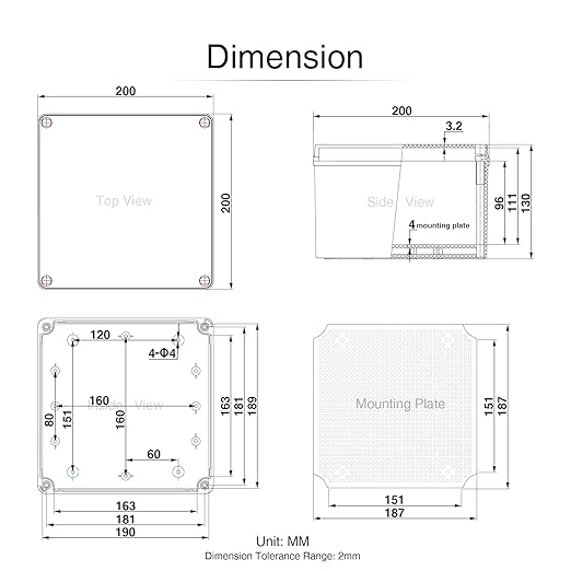 QILIPSU Outdoor Junction Box IP67 Waterproof Project Box ABS Plastic Weatherproof Electrical Enclosure Clear Cover (7.9"x7.9"x5.1" CC)