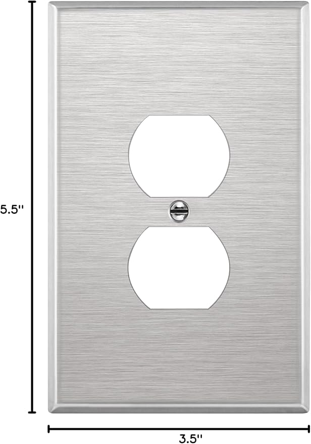 ENERLITES Duplex Receptacle Jumbo Metal Wall Plate, Stainless Steel Outlet Cover, Corrosion Resistant, Over Size 1-Gang 5.5" x 3.5", UL Listed, 7721O, 430, Silver