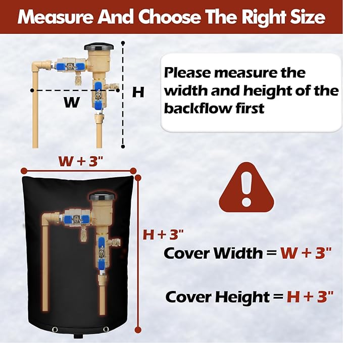SUNICO Backflow Preventer Insulation Cover (5°F) - 5-Layer Upgrade Insulated Design Sprinkler Covers for Outside,13" W X 25" H, Backflow Insulation Cover for Sprinkler Valve ,Winter Freeze Protection