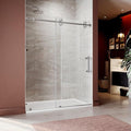 66-72 Inch x 76 Inch Sliding Frameless Shower Door, 3/8" Tempered Glass with Easy-Cleaning Coating, Stainless Steel Rollers & SGCC-Certified Stability, Brushed Nickel