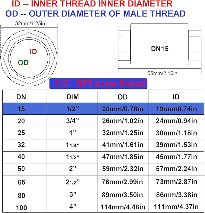 1/2”Stainless Steel Vertical Check Valve DN15, NPT Female Threaded Vertical Check Valve Stainless steel check valve for preventing oil-water backflow, gas-air check valve, sewage pump, etc