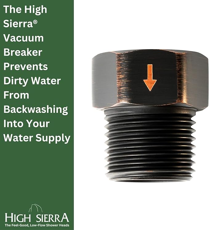 High Sierra® - Solid Metal Certified Vacuum Breaker and Backflow Preventer for Handheld Shower Heads - Oil Rubbed Bronze Finish