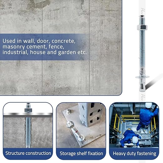 3/8" x 4-1/2" Wedge Anchor, for Cement and Concrete only, zinc-Plated Carbon Steel Screws and lag Bolts （ 10 pcs