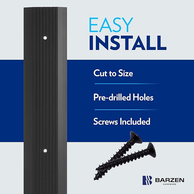 Door Threshold - Premium Low-Profile Corrugated Aluminum Door Saddle Flat Transition Exterior Door Threshold Strip - Black Anodize, 4" Wide x 72" Long