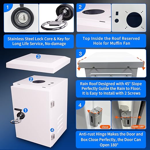 Outdoor Electrical Enclosure Equipment Box - 15.7 * 19.7 * 11.8" Universal IP Waterproof Box,Galvanized Plate Electrical Enclosure,with Removable Mounting Plate and Muffin Fan Vent (40 * 50 * 30cm)