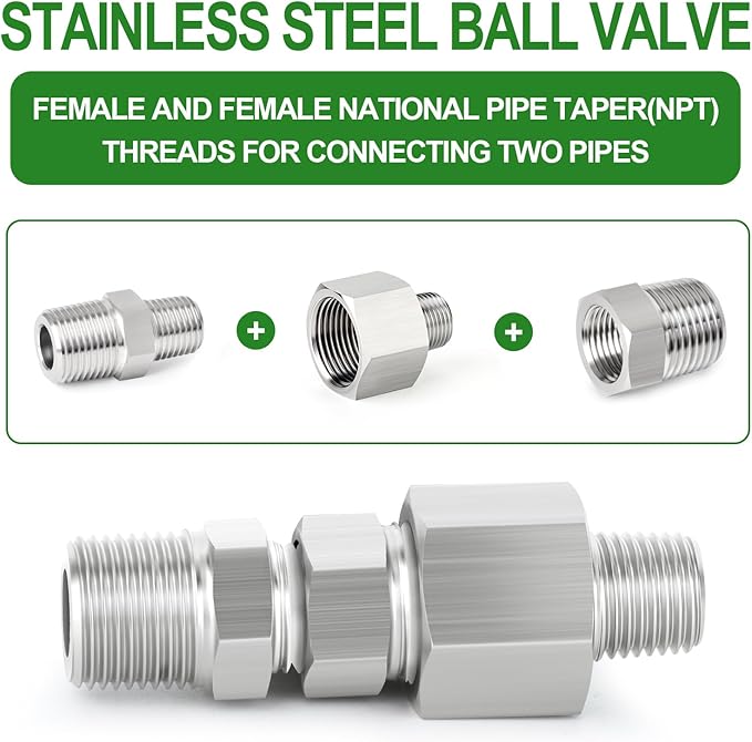 TAISHER 5PCS 304 Stainless Steel Pipe Fitting, Reducer Adapter, 3/8" NPT Male x 3/4" NPT Female
