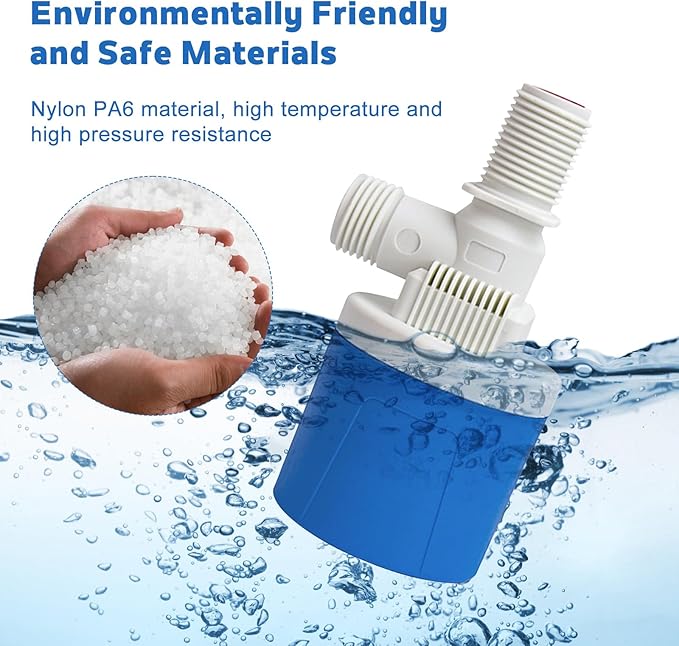 1/2" Water Float Valve Inside Type, 2 PCS 1/2 Inch Top Inlet Automatic Water Level Control Valve Uesd for Water Tank, Swimming Pools, Livestock Tanks, Aquaculture, Aquariums