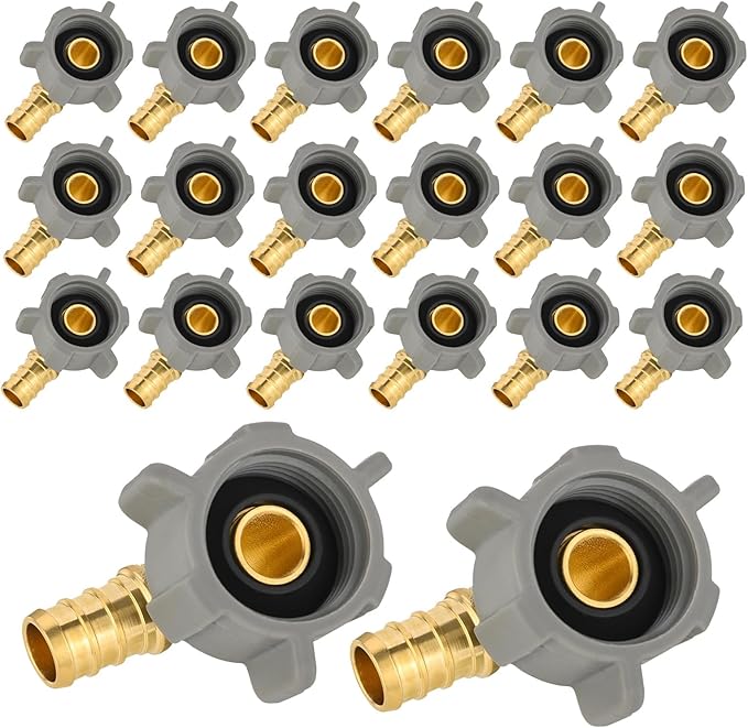 (Pack of 20) EFIELD 1/2 Inch Pex X 7/8 Inch Toilet Ballcock Swivel Elbow Adapter, Brass Plumbing Fittings,(PEX1807311-20PCS)