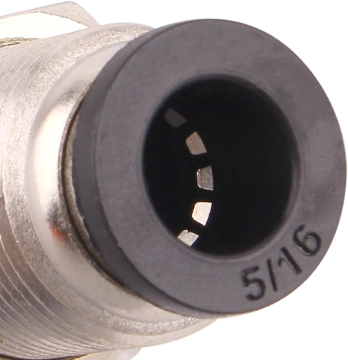 Bulkhead Union Push to Connect Tube Fitting 5/16 Inch Tube OD Double Threaded (10 Packs)