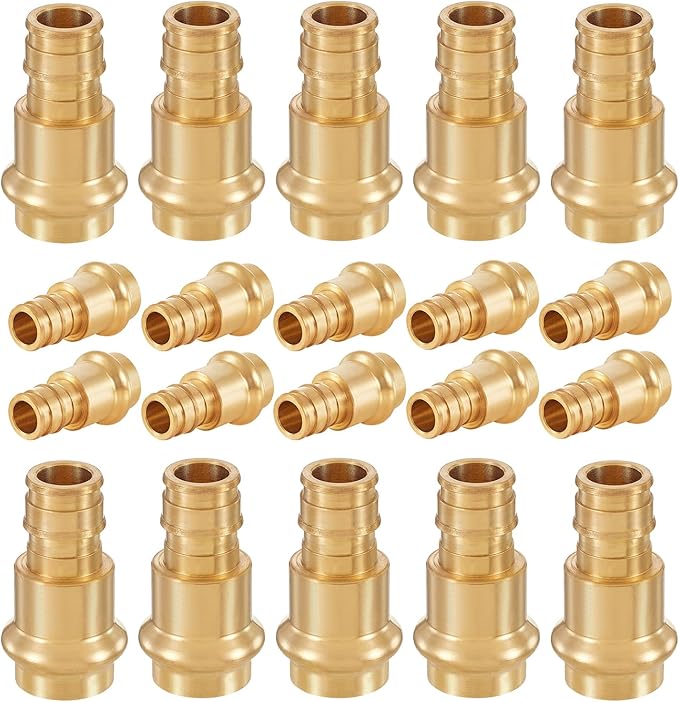 20-Pack HeSun Copper Press Fitting Adapter,3/4" PRESS X 3/4" PEX-A Expansion F1960 Coupling, LF Brass(PEX1960185-20)