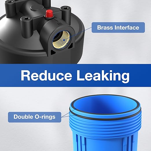 SimPure Whole House Water Filter System, 3-Stage Clear Home Water Pre-Filtration with Carbon Sediment and GAC Filters, Reduce Odor, Chlorine, Taste, Iron, Lead, 1" NPT Brass Port, BPA Free (DB20P-3)