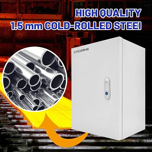 Outdoor Electrical Box 12 x 10 x 6''D NEMA 4X Enclosure Steel Box, Waterproof & Dustproof Outdoor/Indoor Lockable Electrical Junction Box, with Mounting Plate