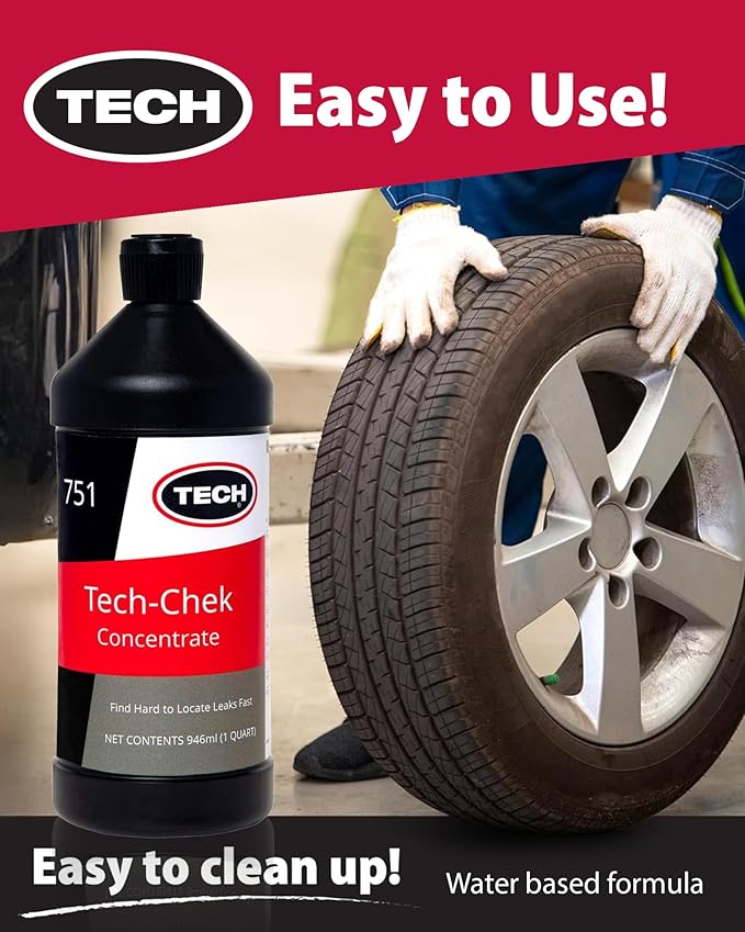 TECH CHEK Concentrated Tire Leak Detection Formula - Find Even the Toughest to Spot Leaks, Fast - Quart