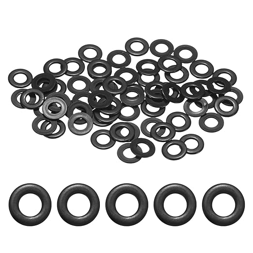 100-Pack M4 Flat Washers, Metric 9mm OD 0.8mm Thick 304 Stainless Steel Washers for Bolts Screws Nuts for Automotive/Machinery/Furniture, Flat Metal Washers [Black Galvanized]