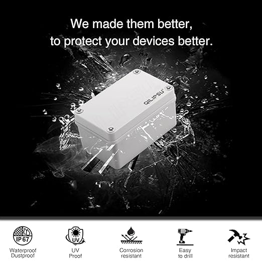 QILIPSU Junction Box with Mounting Plate 110x80x70mm, ABS Plastic DIY Electrical Project Case IP67 Waterproof Dustproof Enclosure Grey (4.3"x3.1"x2.8")