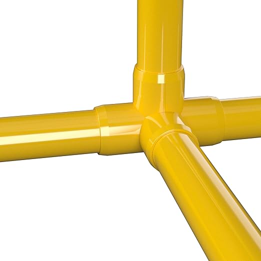 FORMUFIT 1” 4-Way Tee Furniture Grade PVC Fitting in Yellow, Made in USA, UV-Resistant, Impact-Proof, 1.315” Actual Socket Diameter (Pack of 4) - F0014WT-YE-4