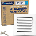 6x6 Inch (Duct Opening) Aluminum 1-Way Air Flow Vent – HVAC Vent Cover for Wall or Ceiling – Quiet HVAC Wall Register - Multi-Shutter Damper – Adjustable Curved Blade - Plastic Seal for Tight Fit