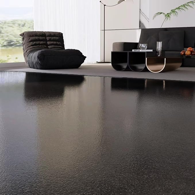 Epoxy Colored Sand Floor Paint, Epoxy Floor Paint High Gloss Marble Effect Coating for Indoor and Outdoor, Wear-resistant and non-slip Self-leveling Coating Black 35OZ(1KG)