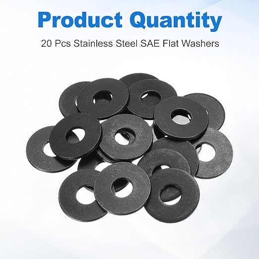 uxcell 20Pcs M12 Fender Washers, Carbon Steel Flat Washer 37mm OD, 3mm Thickness, Metal Gasket for Screws and Bolts, Black Oxide