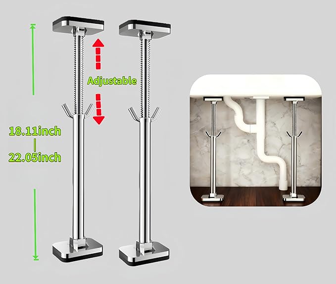 2 Pack Kitchen Undermount Sink Support, Undermount Sink Brackets, Adjustable Support Bar and Sink Repair Kit for Kitchen and Bathroom (Classic 2-Bar Support, 18.11inch - 22.05 inch)