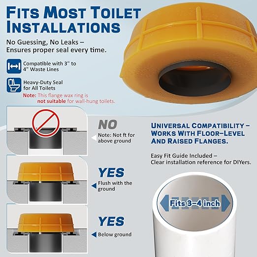 NEEXAN Extra-Thick Toilet Wax Ring Replacement Kit with Installation Hardware –Leak-Proof Wax Ring for Toilet Compatible with 3" and 4" Drain Pipes
