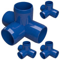 FORMUFIT 1” 4-Way Tee Furniture Grade PVC Fitting in Blue, Made in USA, UV-Resistant, Impact-Proof, 1.315” Actual Socket Diameter (Pack of 4) - F0014WT-BL-4
