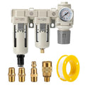 Air Filter Dryer 3/8 NPT Auto Drain+Semi-Auto Drain-Double Air Filters,Air Pressure Regulator,Air Compressor Water Separator(0-150PSI)